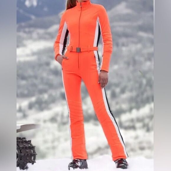 Bogner Talisha Padded Belted Ski Suit Bright Orange NWT US 10 Medium - Picture 4 of 15